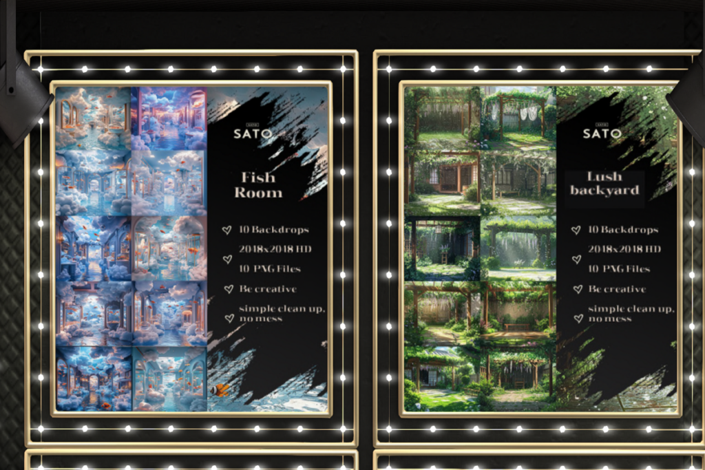 Fish Room &amp; Lush Backyard Backdrops, L$180 each