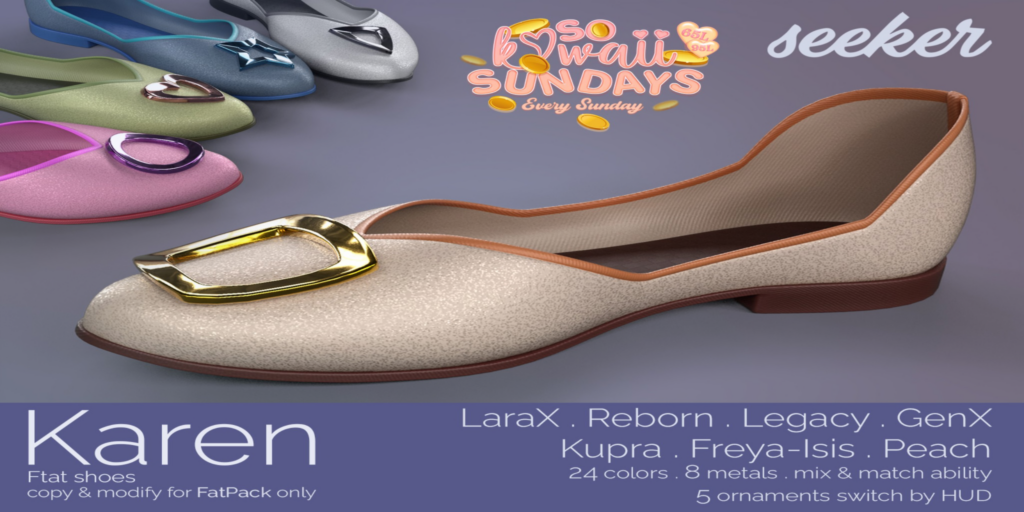 Karen Shoes - BellezaOG/GenX/Inithium/Legacy/MaitreyaX/Peach/Reborn	&lt;a href=&quot;https://maps.secondlife.com/secondlife/Taejin/201/79/2004&quot;&gt;Teleport&lt;/a&gt;