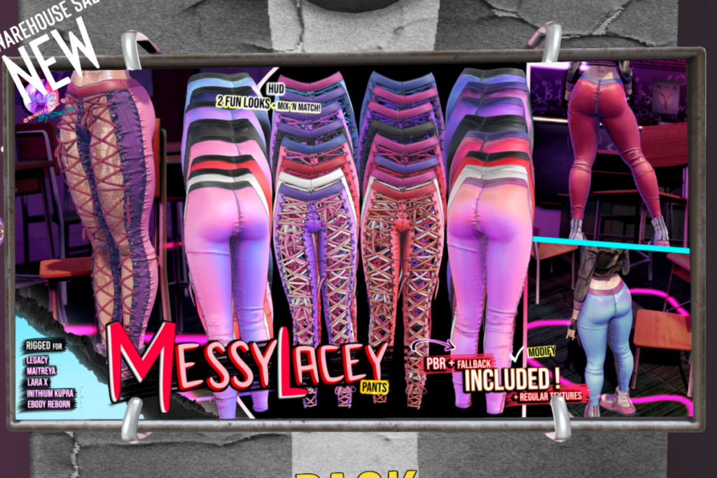 Messy Lacey Pants - Inithium/Legacy/Maitreya/Reborn/+mods, L$299 each/L$959 FP