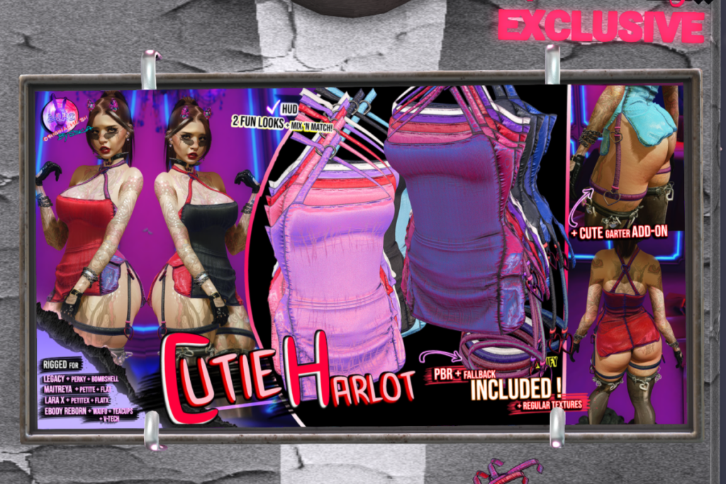 Cutie Harlot Dress - Legacy/Maitreya/Reborn/+mods,  L$299 each/L$1199 FP