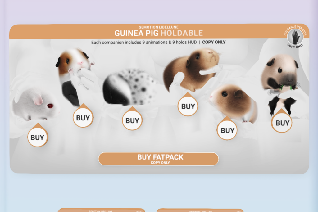 Guinea Pig, L$259 each/L$1299 FP