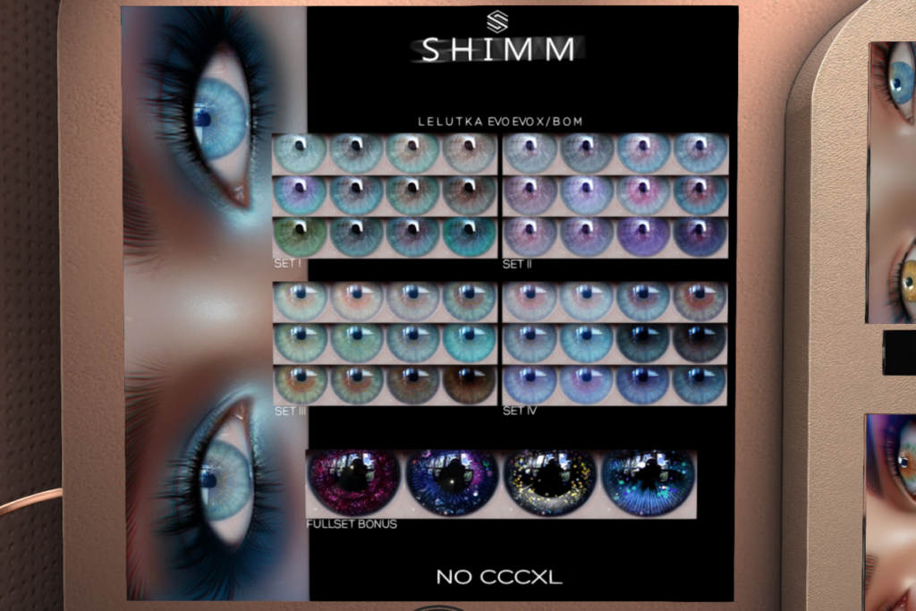 No CCCXL Eyes - BOM/Evo/EvoX, L$288 each/L$1000 FP
