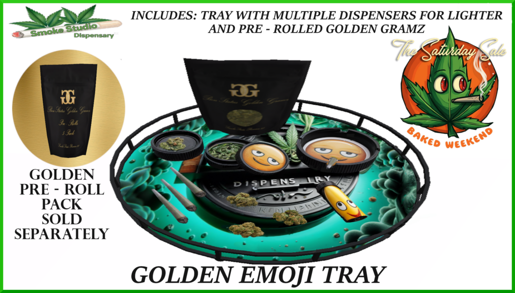 Golden Emoji Tray Decor	&lt;a href=&quot;http://maps.secondlife.com/secondlife/Barbuda/115/113/22&quot;&gt;Teleport&lt;/a&gt;