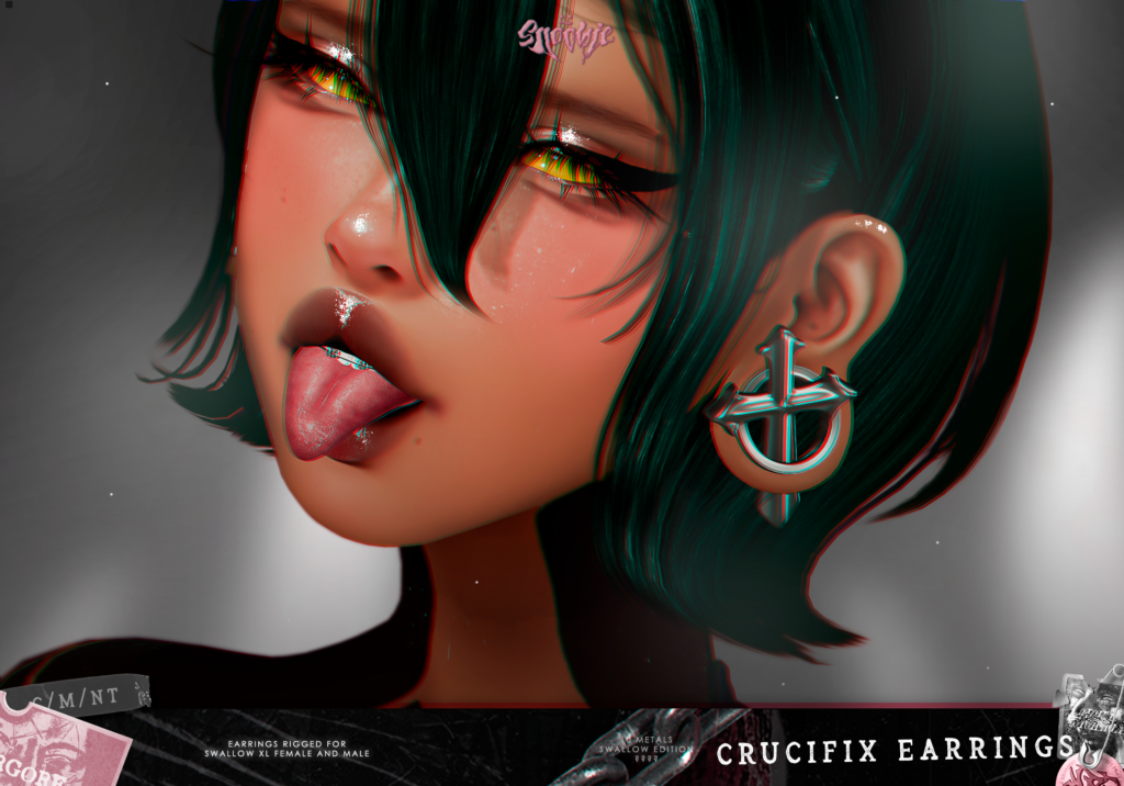 Crucifix Earrings - Swallow Gauged XL M+F	&lt;a href=&quot;http://maps.secondlife.com/secondlife/Cookies/217/189/2222&quot;&gt;Teleport&lt;/a&gt;