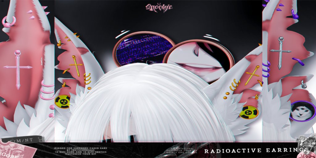 Radioactive Earrings - Frettchenhaus Shredded Canid Ears	&lt;a href=&quot;http://maps.secondlife.com/secondlife/Cookies/217/189/2222&quot;&gt;Teleport&lt;/a&gt;