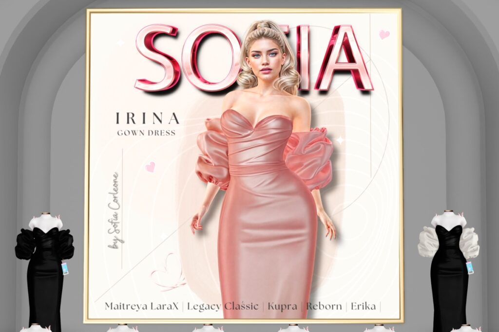 Irina Dress - Erika/Inithium/Legacy/MaitreyaX/Reborn, L$150 each/L$950 FP