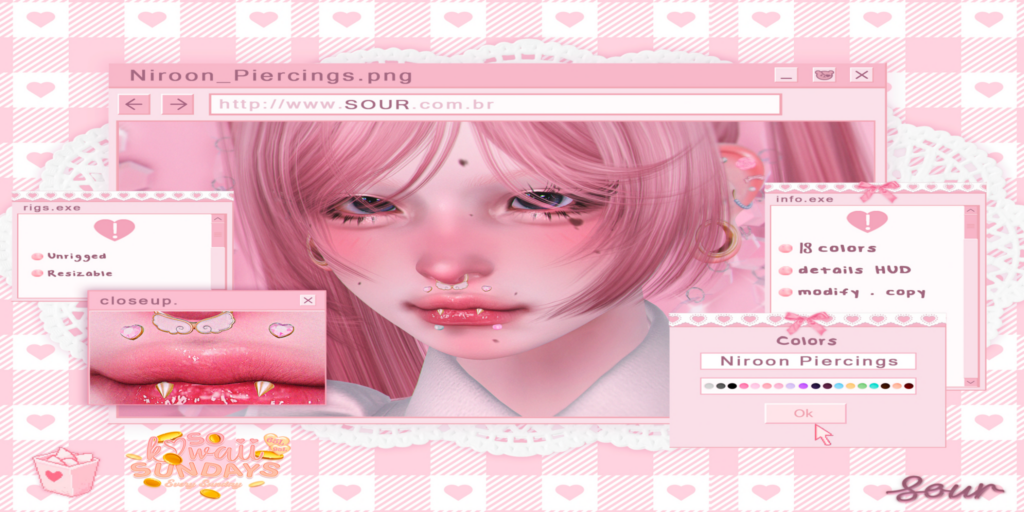 Niroon Piercings	&lt;a href=&quot;http://maps.secondlife.com/secondlife/Tomoeda/114/172/28&quot;&gt;Teleport&lt;/a&gt;
