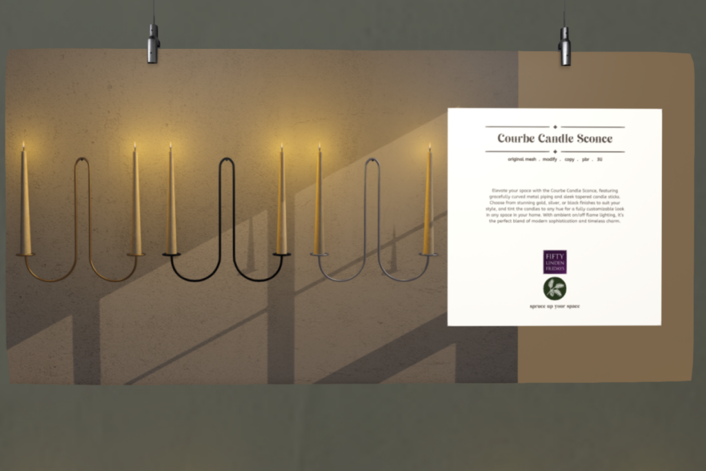 Courbe Candle Sconce Collection	&lt;a href=&quot;http://maps.secondlife.com/secondlife/Evermore/128/17/752&quot;&gt;TELEPORT&lt;/a&gt;