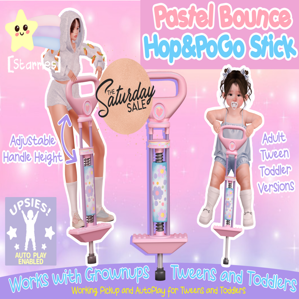 Pastel Bounce Hop &amp; Pogo Stick	&lt;a href=&quot;http://maps.secondlife.com/secondlife/Starries/250/242/23&quot;&gt;Teleport&lt;/a&gt;