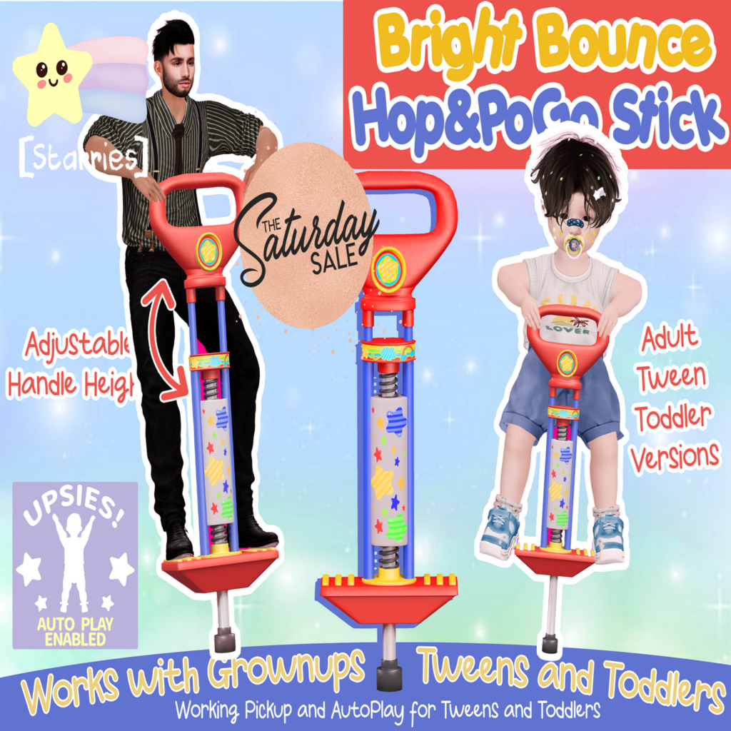 Bright Bounce Hop &amp; Pogo Stick	&lt;a href=&quot;http://maps.secondlife.com/secondlife/Starries/250/242/23&quot;&gt;Teleport&lt;/a&gt;