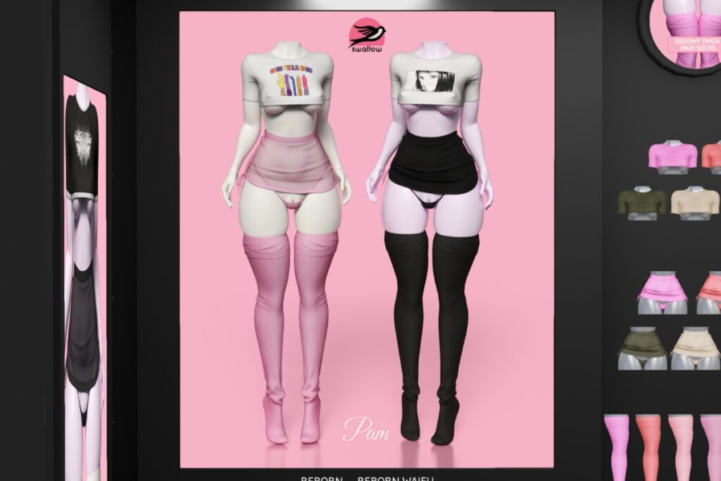 Pam Outfit - Reborn/+mods, L$199-L$299 each/L$999-L$1199 each FP/L$2399 MP