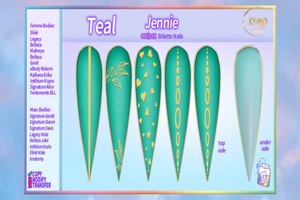 Jennie Mesh Nails - see ad for fits, L$150 each