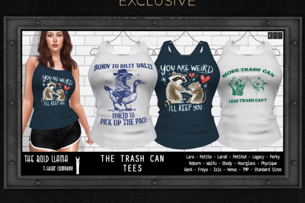 The Trash Can Tees - see ad for fits, L$150