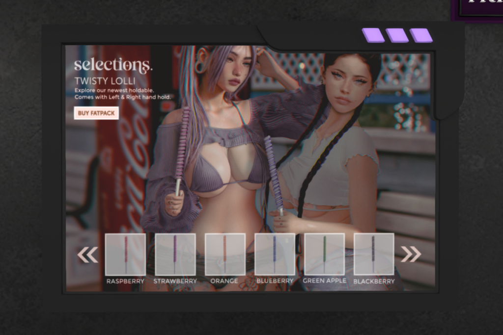 Twisty Lolli	&lt;a href=&quot;http://maps.secondlife.com/secondlife/Perfect%20Dreams/158/24/2700&quot;&gt;TELEPORT&lt;/a&gt;