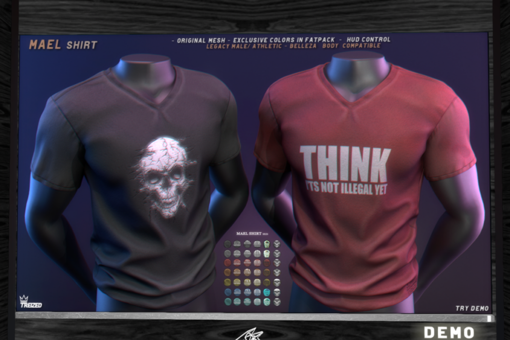 Mael Shirt - Jake/Legacy/+mods, L$199 each/L$999 FP