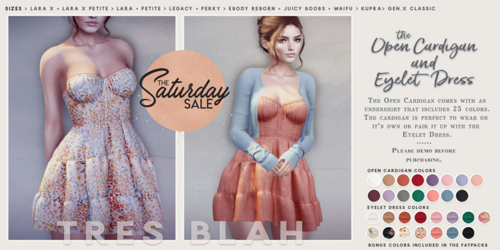 Open Cardigan &amp; Eyelet Dress - GenX Classic/Inithium/Legacy/Maitreya/Reborn/+mods	&lt;a href=&quot;http://maps.secondlife.com/secondlife/Lula/132/188/25&quot;&gt;Teleport&lt;/a&gt;