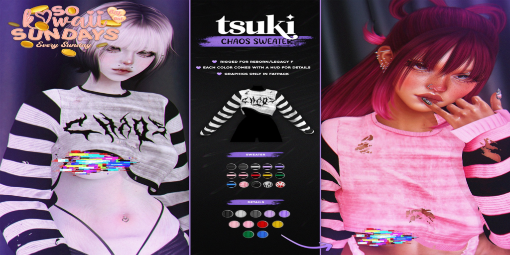 Chaos Sweater - Legacy/Reborn	&lt;a href=&quot;http://maps.secondlife.com/secondlife/Dream%20Lake/127/125/184&quot;&gt;Teleport&lt;/a&gt;