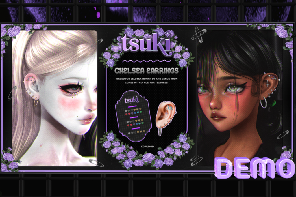 Chelsea Earrings - EvoX F Ears/Genus MorphToon F Ears, L$249