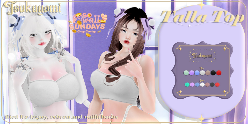 Talla Top - Legacy/Reborn/+mods	&lt;a href=&quot;http://maps.secondlife.com/secondlife/Crocus%20Island/44/43/25&quot;&gt;Teleport&lt;/a&gt;