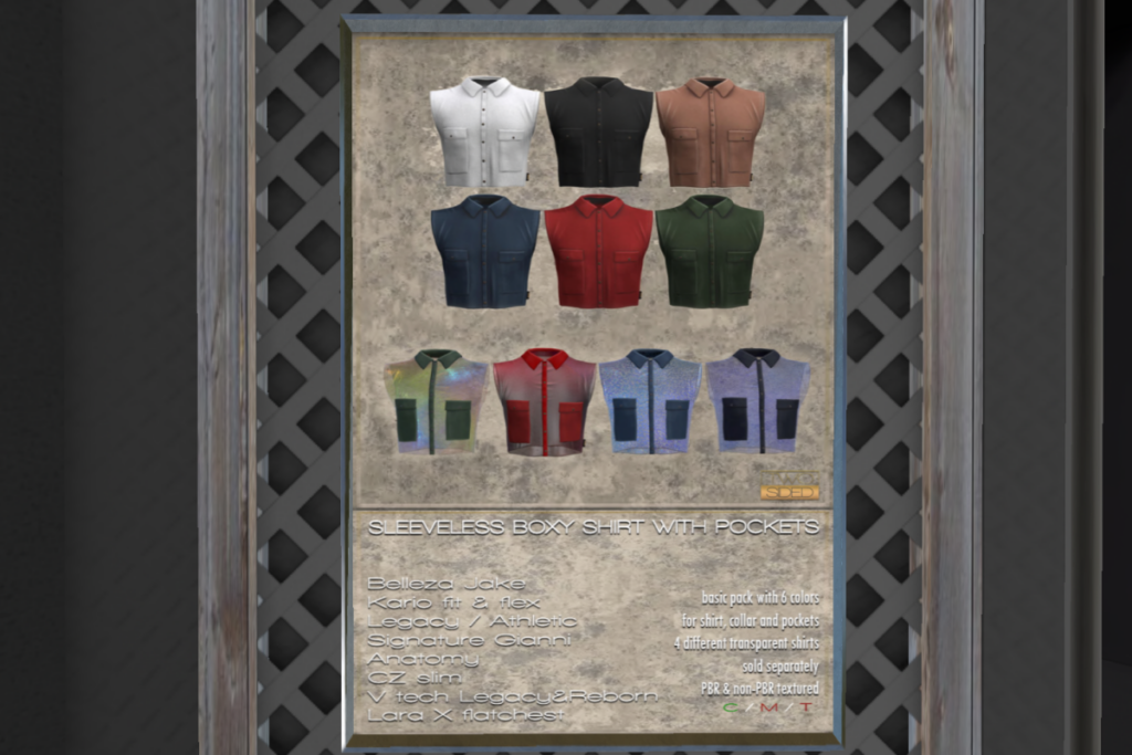 Sleeveless Boxy Shirt With Pockets - See ad for fits, L$249 each/L$799 FP