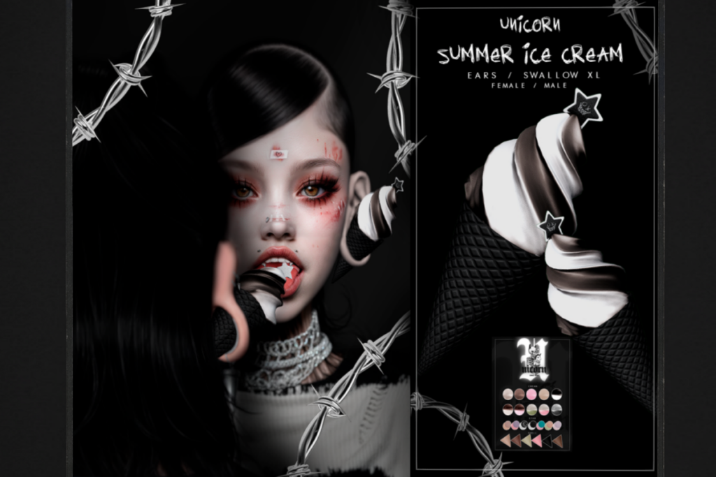 Summer Ice Cream Earrings - Swallow Gauged XL F+M Ears, L$299