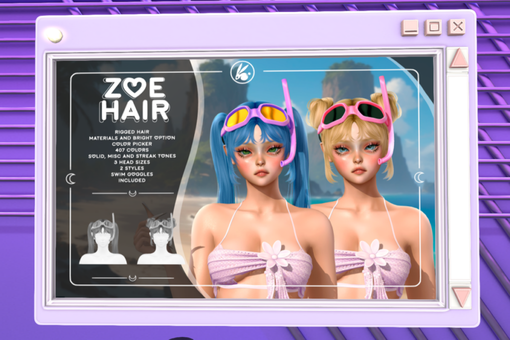 Zoe Hair, L$350 each/L$600 FP