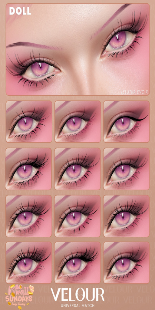 Doll Lashes - EvoX	&lt;a href=&quot;https://maps.secondlife.com/secondlife/VELOUR/88/118/42&quot;&gt;Teleport&lt;/a&gt;