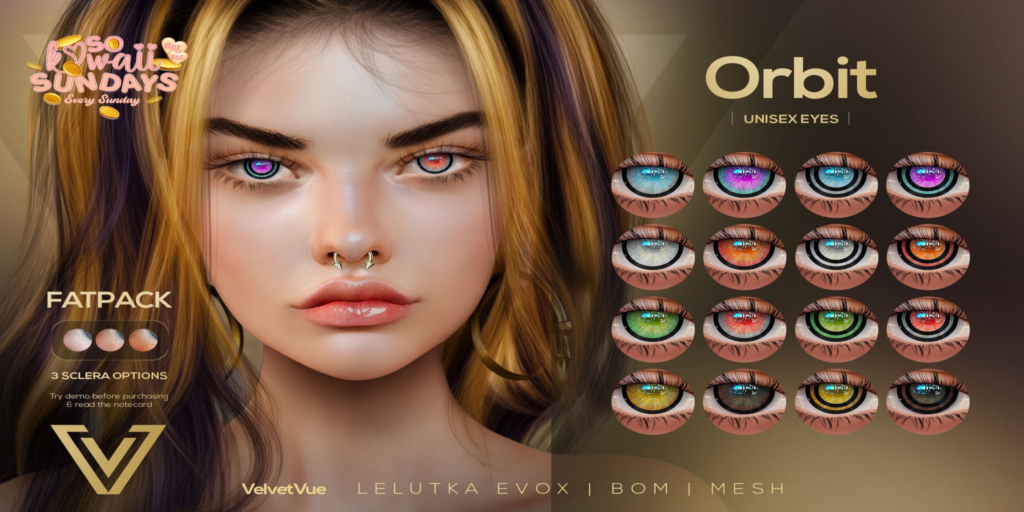 Orbit Eyes - BOM/EvoX/Mesh	&lt;a href=&quot;http://maps.secondlife.com/secondlife/Oasis%20Paradise/171/52/702&quot;&gt;Teleport&lt;/a&gt;