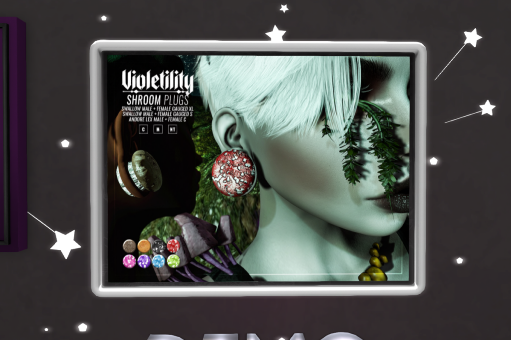 Shroom Plugs - Andore LEX miHD/Swallow Gauged S &amp; XL	&lt;a href=&quot;http://maps.secondlife.com/secondlife/Violetility/128/166/23&quot;&gt;TELEPORT&lt;/a&gt;