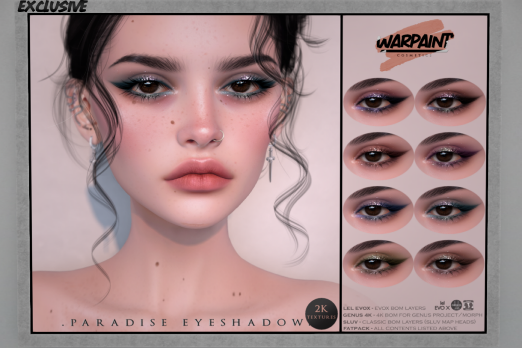 Paradise Eyeshadow - EvoX/Genus/SLUV, L$240 each/L$520 FP