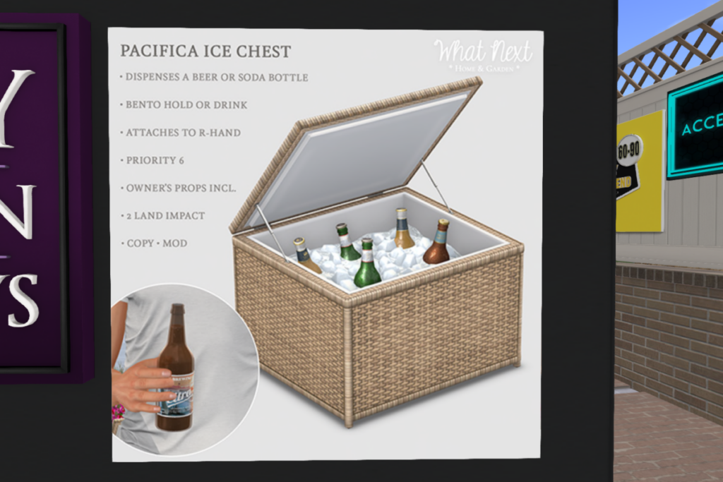 Pacifica Ice Chest	&lt;a href=&quot;http://maps.secondlife.com/secondlife/Hodgepodge/115/90/31&quot; target=&quot;_blank&quot;&gt;Teleport&lt;/a&gt;