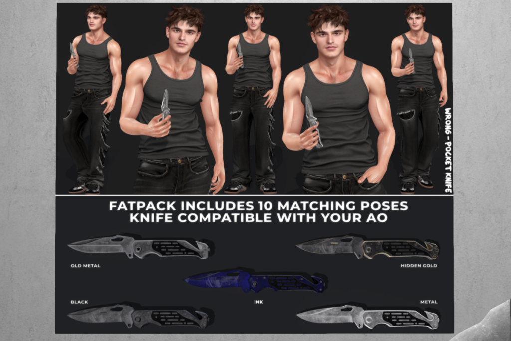 Pocket Knife Holdable w/Poses, L$299