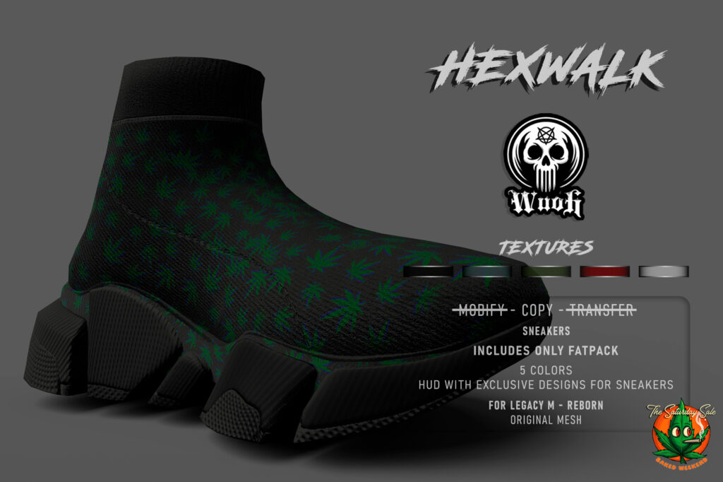 Hexwalk Shoes - Legacy M/Reborn	&lt;a href=&quot;http://maps.secondlife.com/secondlife/Moonwall/139/217/32&quot;&gt;Teleport&lt;/a&gt;