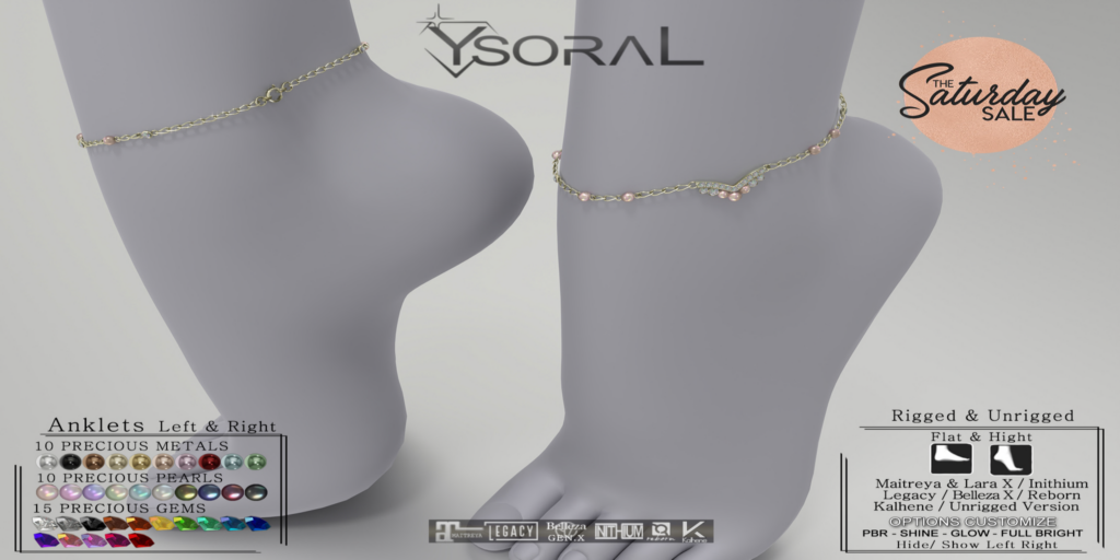 Ariane Anklets - Erika/GenX/Inithium/Legacy/Maitreya/Reborn/+mods	&lt;a href=&quot;https://maps.secondlife.com/secondlife/ysoral/128/128/35&quot;&gt;Teleport&lt;/a&gt;