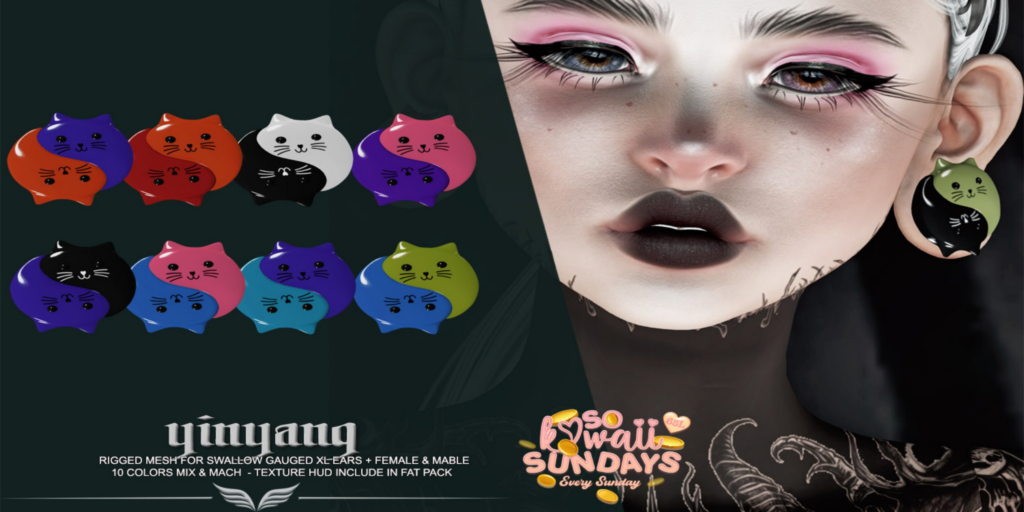 YinYang Earrings - Swallow Gauged XL F+M	&lt;a href=&quot;http://maps.secondlife.com/secondlife/Amazing%20Dreams/52/206/2514&quot;&gt;Teleport&lt;/a&gt;