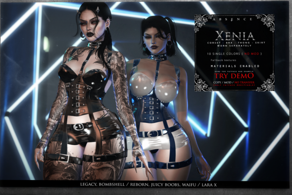 Xenia set - Legacy/Reborn/+mods, L$345 each/L$1725 FP