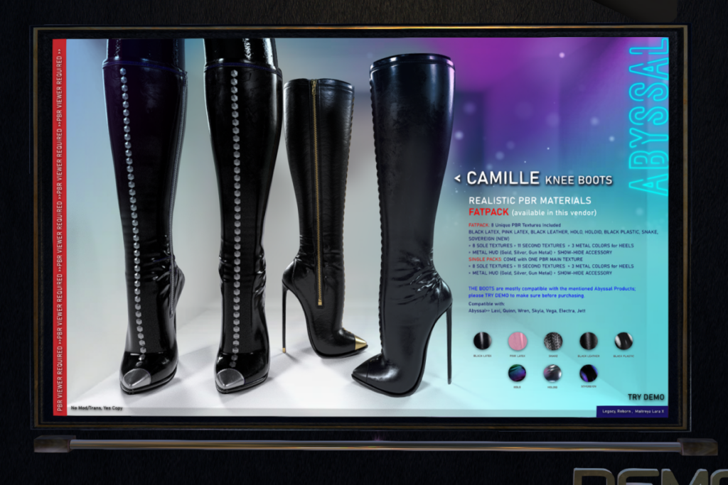 Camille Knee Boots - Legacy/MaitreyaX/Reborn, L$377 each/L$1299 FP