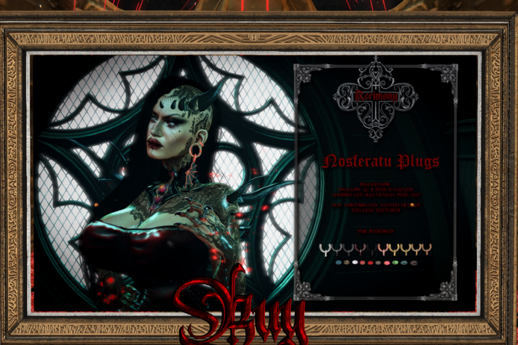 Nosferatu Plugs - LEX F+M Ears/Swallow Gauged Pixie, S, &amp; XL F+M Ears, L$450