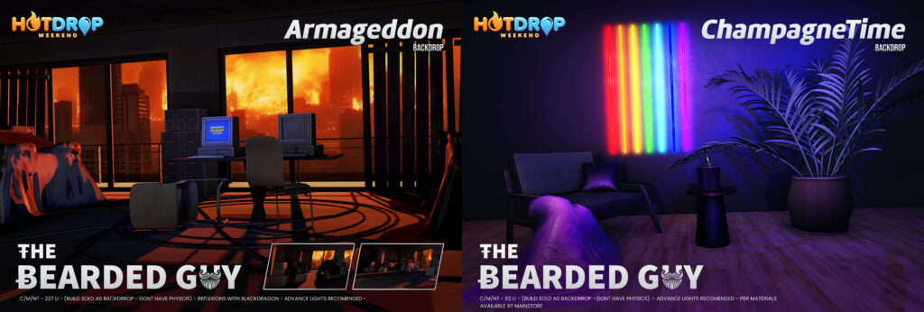 Armaggedon &amp; Champagne Time Backdrops