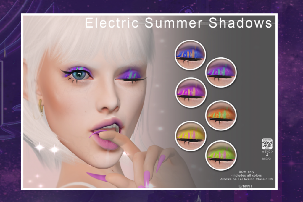 Electric Summer Shadows - EvoX	&lt;a href=&quot;http://maps.secondlife.com/secondlife/Neon%20Coven/138/135/996&quot; target=&quot;_blank&quot;&gt;Teleport&lt;/a&gt;