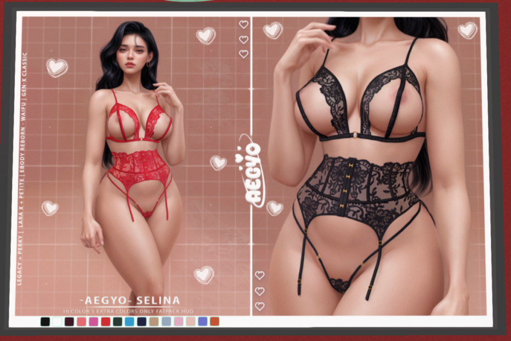 Selina Lingerie - GenX/Legacy/MaitreyaX/Reborn/+mods, L$198 each/L$998 FP
