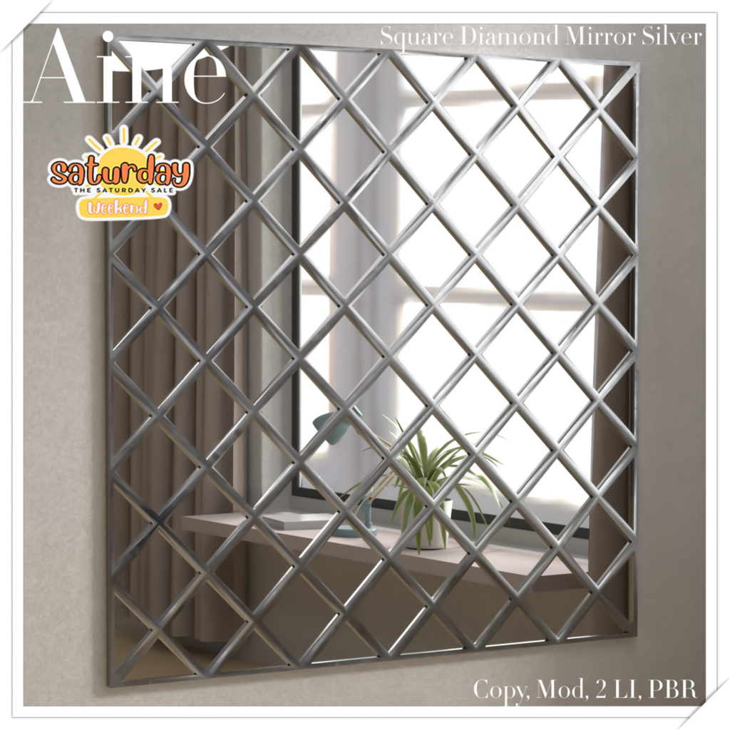 Square Diamond Mirror	&lt;a href=&quot;http://maps.secondlife.com/secondlife/Spirit%20Hills/128/228/22&quot;&gt;Teleport&lt;/a&gt;