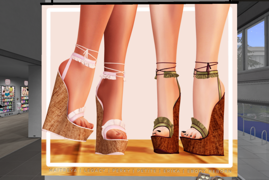 Kris Ruffle Heels - Erika/Inithium/Legacy/Maitreya/Reborn	&lt;a href=&quot;http://maps.secondlife.com/secondlife/Aleutia/45/164/2&quot;&gt;Teleport&lt;/a&gt;