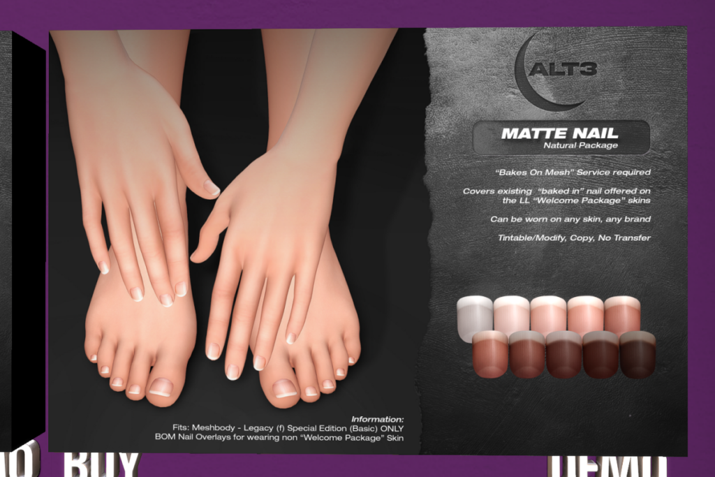 Matte Nails Natural Package - BOM For Legacy Special Edition	&lt;a href=&quot;https://maps.secondlife.com/secondlife/The%20Fifty%20Two/64/126/21&quot;&gt;Teleport&lt;/a&gt;