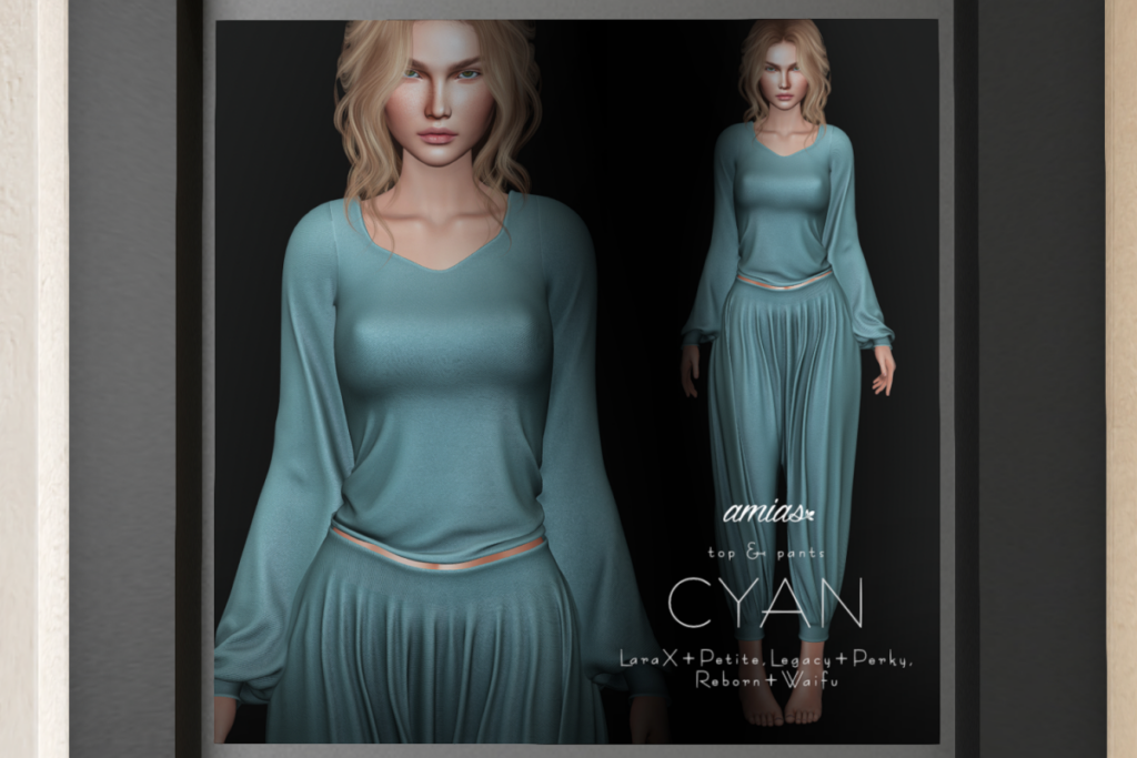 Cyan Top &amp; Pants - Legacy/MaitreyaX/Reborn/+mods, L$175 each/L$1250 each FP