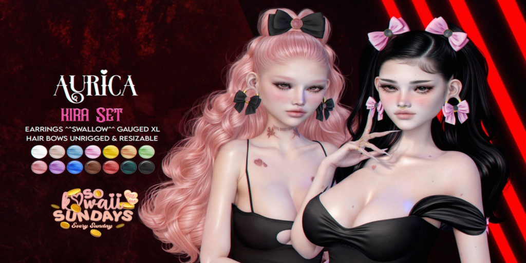Kira Set Accessories - Swallow Gauged XL	&lt;a href=&quot;http://maps.secondlife.com/secondlife/Crystal%20Isle/168/140/60&quot;&gt;Teleport&lt;/a&gt;