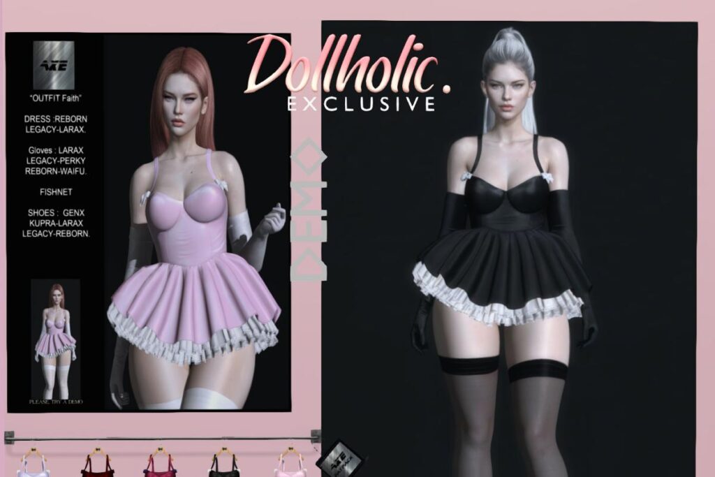 Faith Dress, Sleeves, Panties, Stockings, &amp; Shoes - see ad for fits, L$150-L$170 each/L$699 Dress FP/L$899 Shoes FP