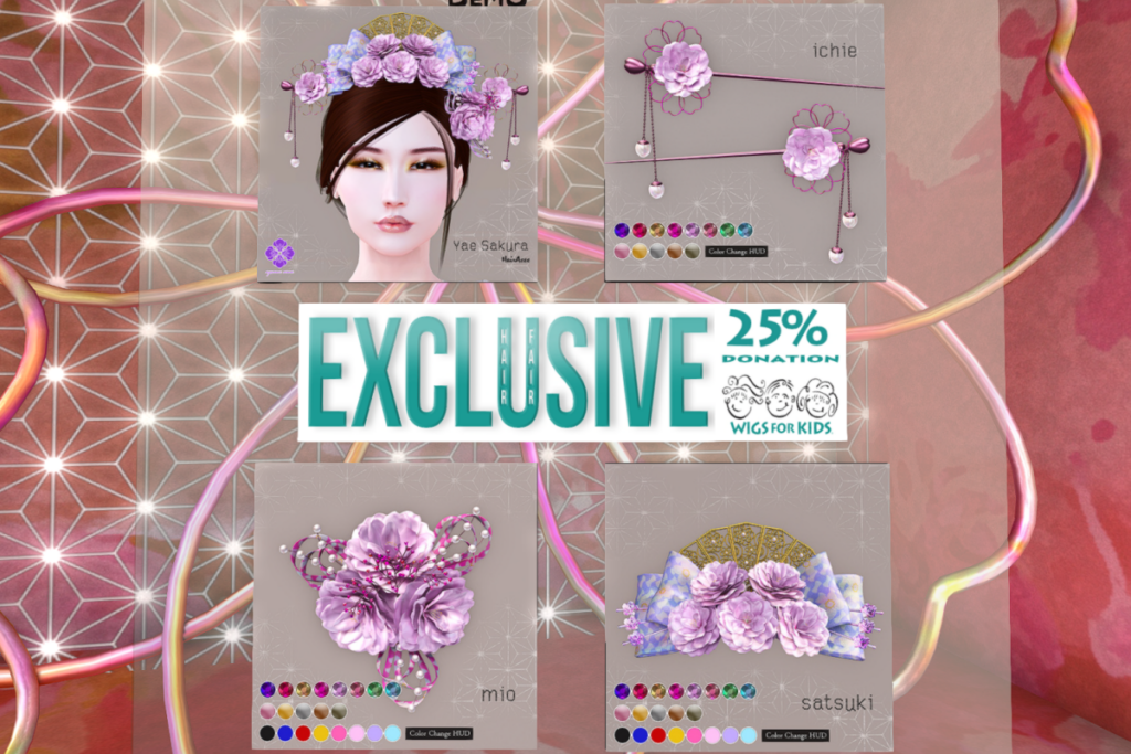 Yae Sakura Hair Accessories, L$199-L$349 each