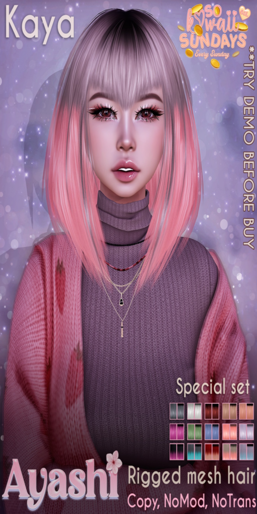 Kaya Hairstyle	&lt;a href=&quot;http://maps.secondlife.com/secondlife/MagnetiS/191/128/10&quot;&gt;Teleport&lt;/a&gt;