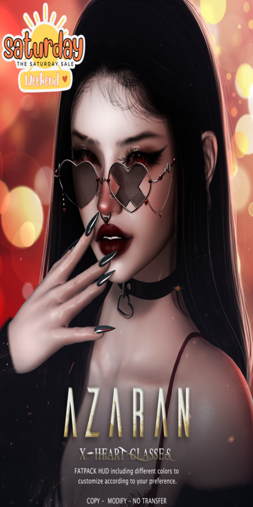 X-Heart Glasses	&lt;a href=&quot;http://maps.secondlife.com/secondlife/Hell%20Fire/68/67/502&quot;&gt;Teleport&lt;/a&gt;